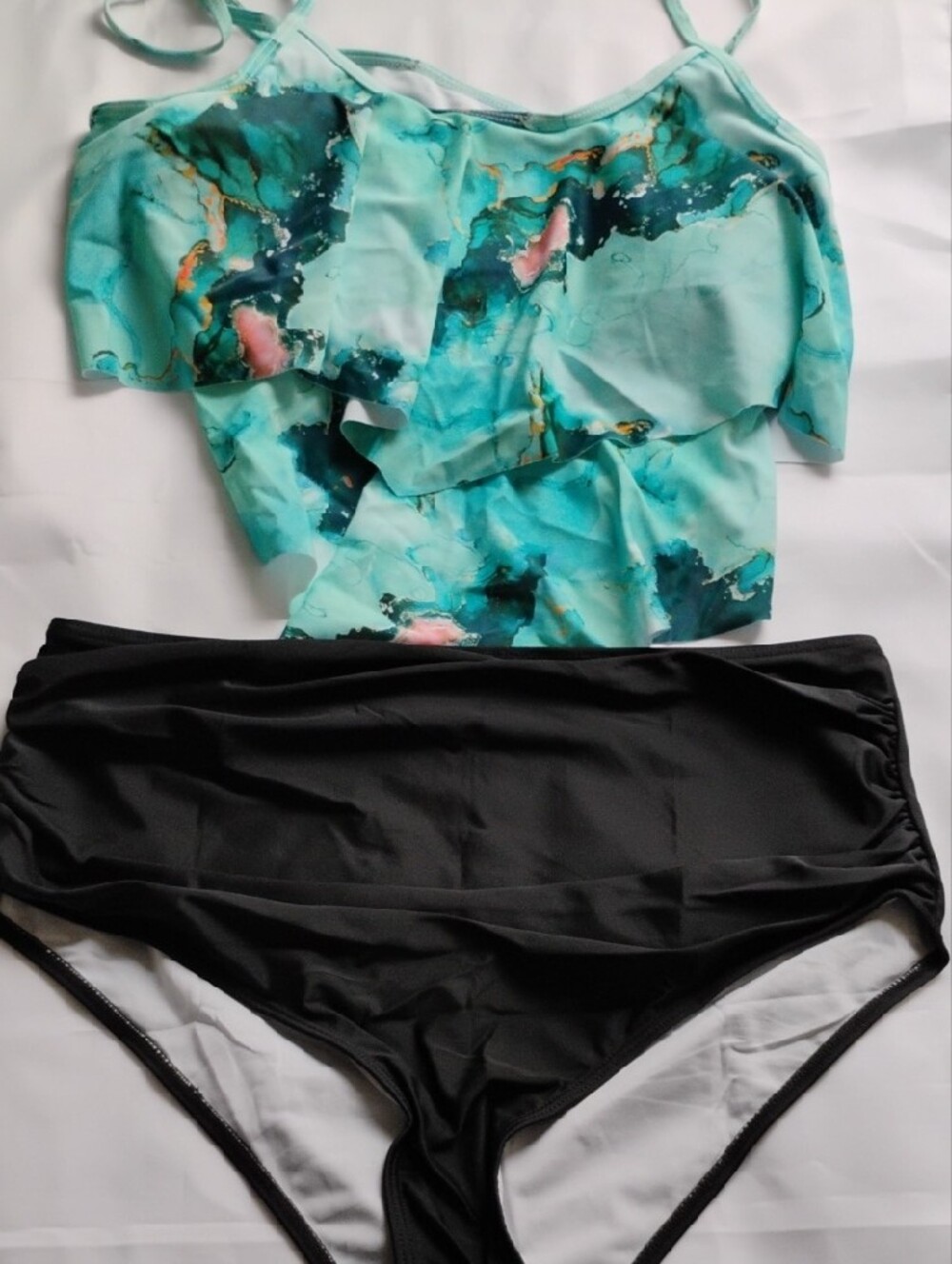 Marble-Print Mint Layered Ruffle Cami - Picture 8 of 12
